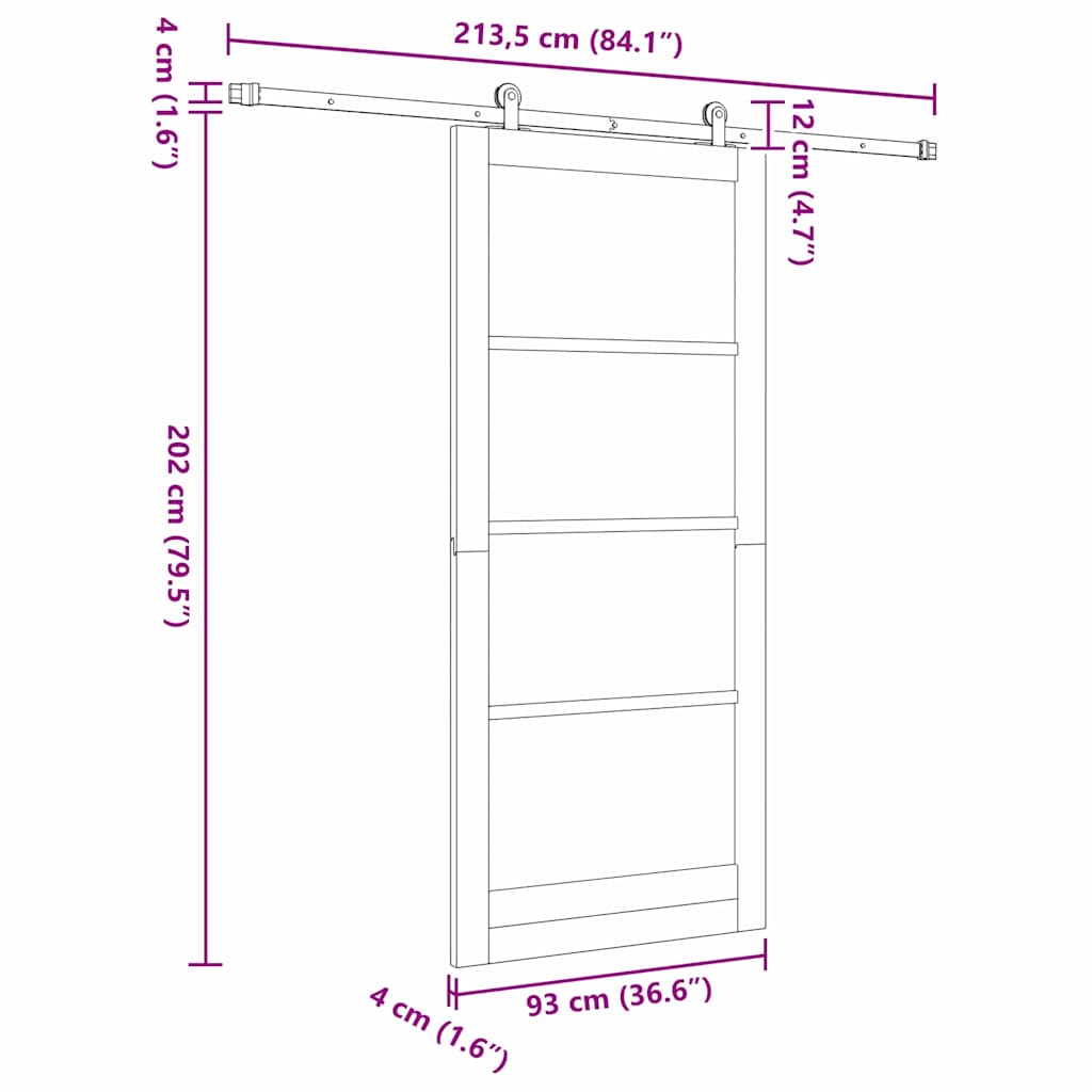 ORKDAL Sliding Door Natural 93 x 211 cm Solid Pine Wood and Glass