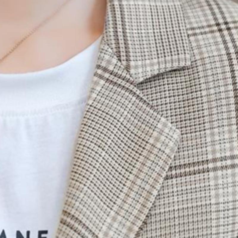 Plaid Blazer Female British Casual  Suit Spring  Office Lady Single Button Blazer  Fashion Women's Suit Lattice Jacket