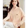 De Mana Women's 100% Wool Lapel Embroidered Cardigan Sweater