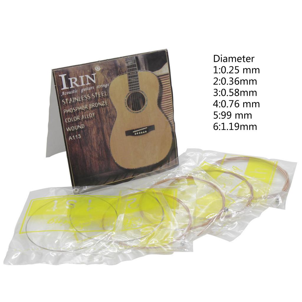 Packung mit 6 Stück Akustikgitarre Übungsteil Professionell 6 Saiten Folk-Gitarre Saiten Stahlkern Gitarrensaiten Wicklungssatz