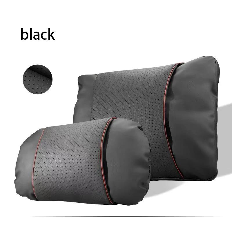 1/2PCS New Car Seats with Nappa Leather Headrests, Breathable Waist Cushions, Neck Pillows, and General Motors Neck Pillows