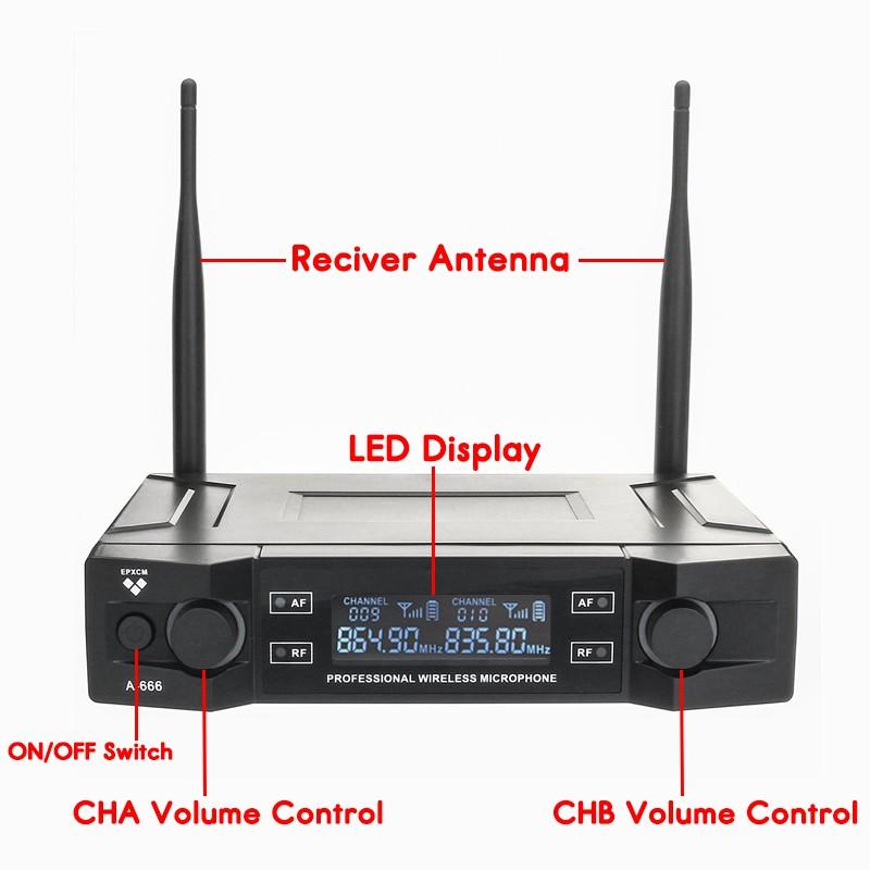 2 Cordless 2 Channel System Handheld Mic Kraoke Speech Supplies Cardioid Microphone Professional Wireless Microphone