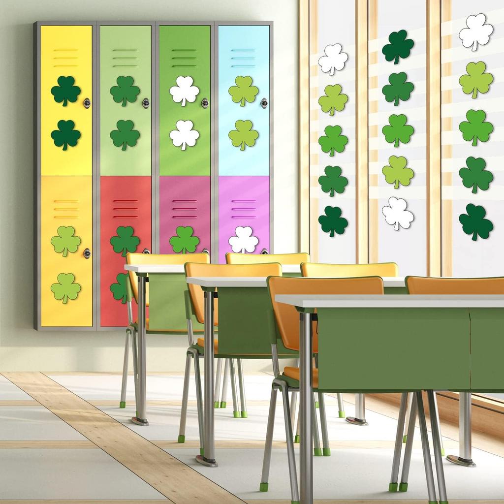 Whaline 45Pcs St. Patrick's Day Shamrock Cutouts 5.9 Inch Gradient Green Clover Shape Cut Outs Large Creative Assorted Paper Cut-Outs for Irish