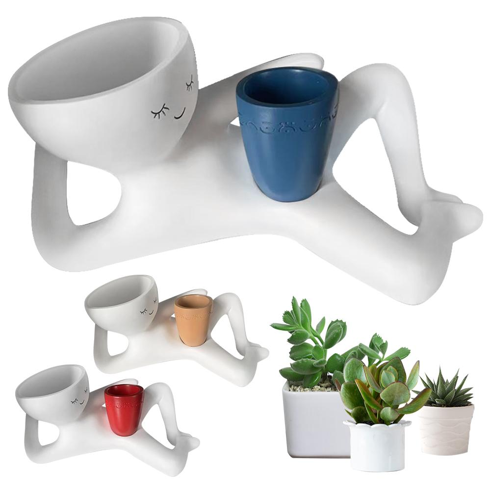 Personne Relaxante Tenant Pot Jardinière avec Trou de Drainage Vase Corps Pénis Décor Pot à Succulentes Drôle pour Succulentes Cactus