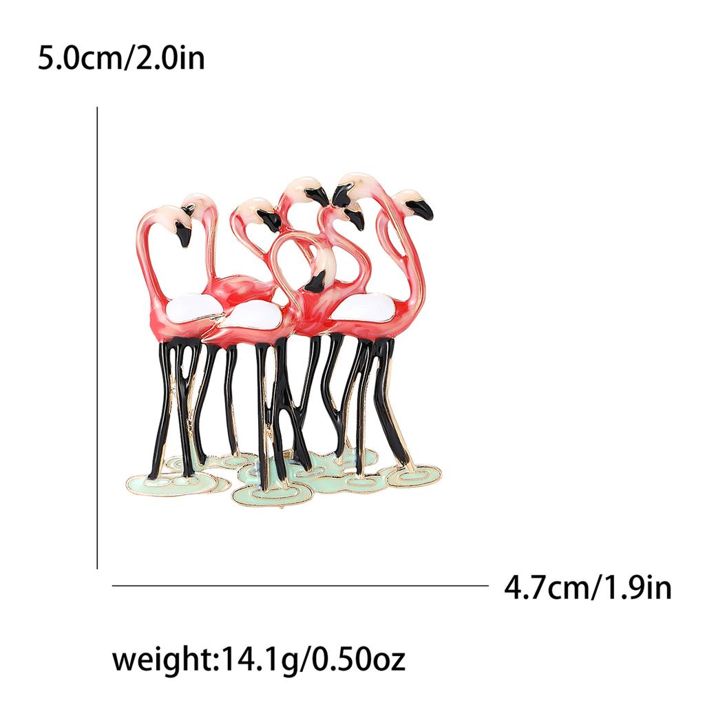 Spilla in lega di moda con smaltatura a forma di fenicottero, personalità versatile, ornamento per abbigliamento da donna