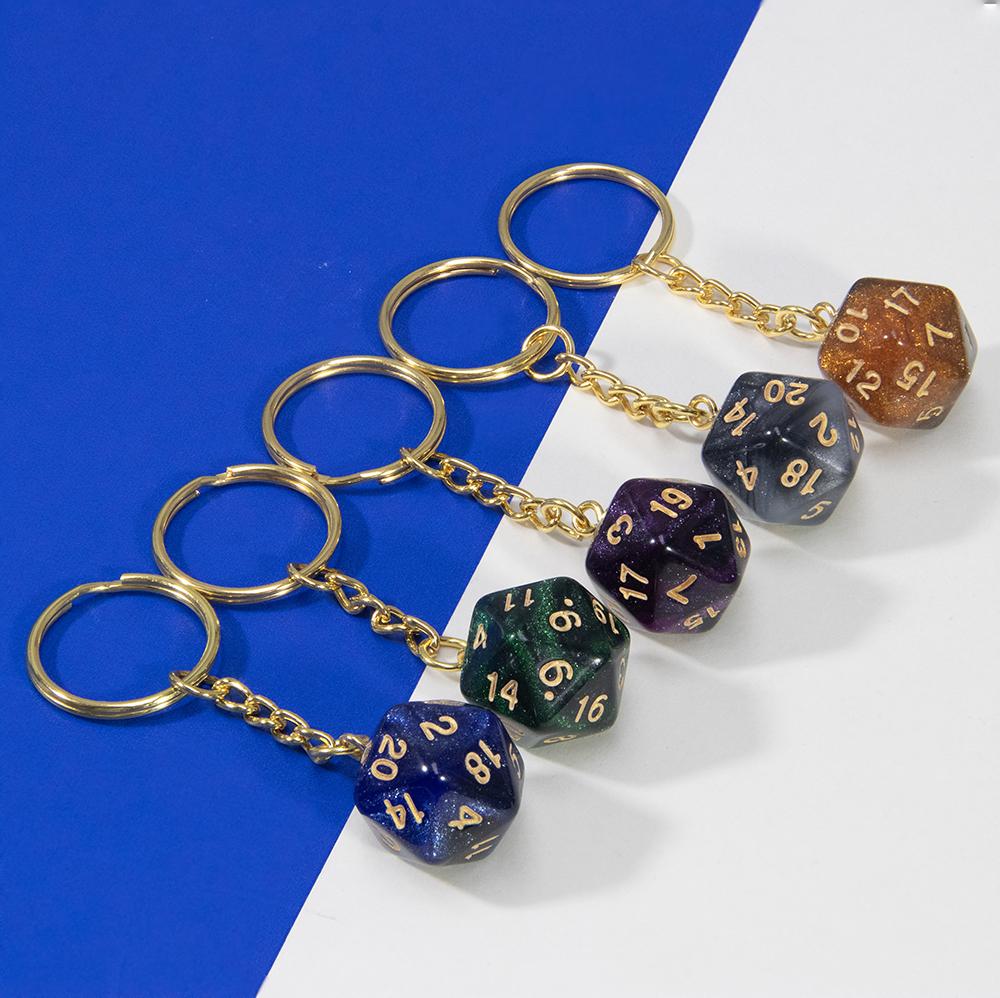 Galaxy D20 Dice Keychain Fashion Keyring Ornament Key Chain Pendant Men Kids Toys Gifts