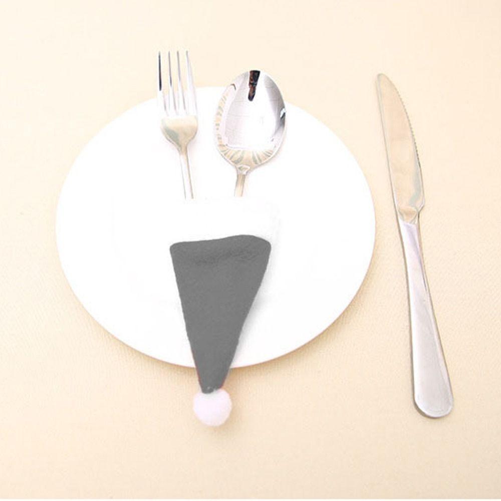 10pcs Non-woven Mini Santa Hat Ornaments Grey Wine Bottle Cover  New Year Festival Gifts