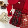 Écharpe d'hiver rouge: Cache-cou mignon de style coréen pour femmes et couples - Cadeau parfait pour le Nouvel An et Noël