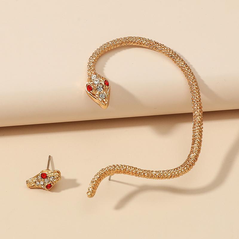 

Серьги-гвоздики с заушным крючком в виде переплетенных змеек, одаренная личность, холодный стиль, преувеличенный нишевый дизайн сережек золотой