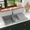 VidaXL Évier de Cuisine en Granit Double Bac Gris Décoration Cuisine Maison 142951