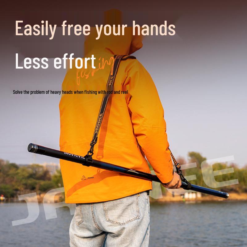 JiaDiaoNi Upgraded Fishing Rod Shoulder Strap with Thickened Pad and Bundling Strap