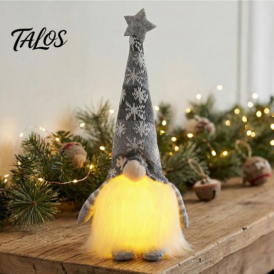 Nordic Gnome Decoration Lighted Christmas Decoration, Small Plush Swedish Doll, Winter Light Glowing Up Elf Ornament for Xmas Party Home Office Table