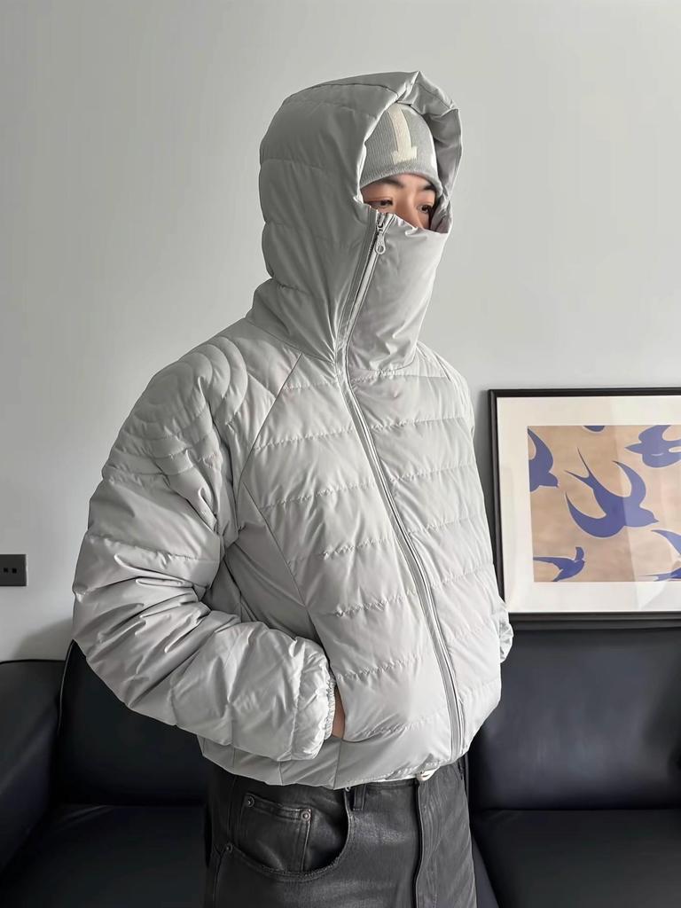 Leichte Winterjacke für Herren aus Baumwolle mit Kapuze, Reißverschluss und Masken-Design – Vielseitige Oberbekleidung