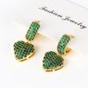 Luxury Green Cubic Zircon Heart Drop Hoop Earrings for Women Gold Plated Ear Cuffs 2026 Wedding Aesthetic Jewelry Gift Aretes