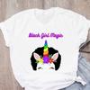 2025 Tshirt Women Black Girl Magic Unicorn Graphic T Shirt Girl Femme Flowers Purple Rose Female T-Shirt Streetwear