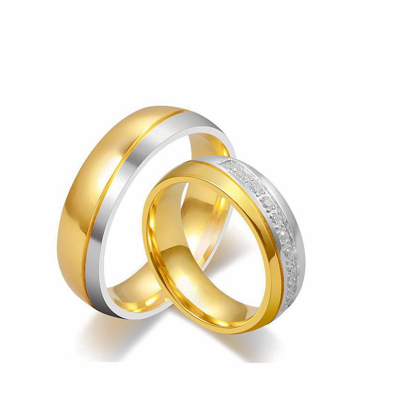 

European & American Fashion Titanium Steel Diamond Couple Rings Size 12