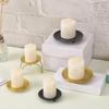Gold and Black Round Metal Candle Holder Tray
