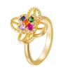 Copper Micro-Inlaid Zircon Four-Leaf Clover Adjustable Ring