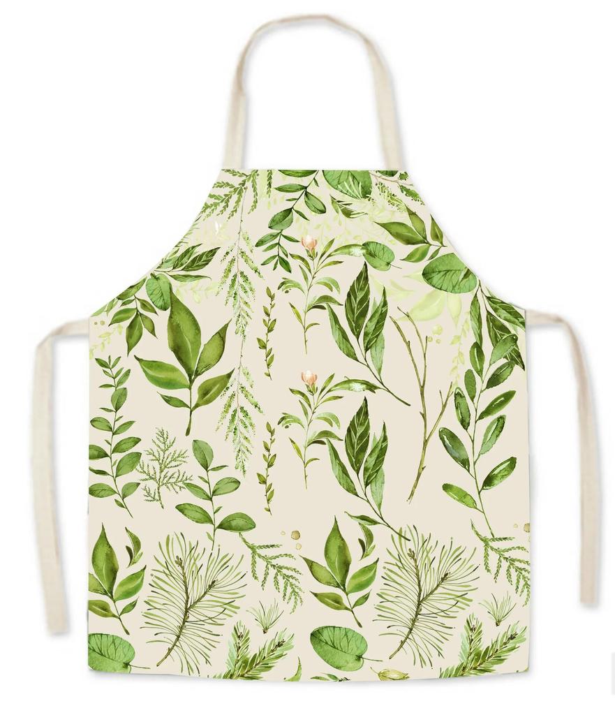 1 Stück Baumwolle Leinen Blattdruck Küchenschürze Abendessen Lätzchen Hauskochen Backschürze Reinigungszubehör Unisex
