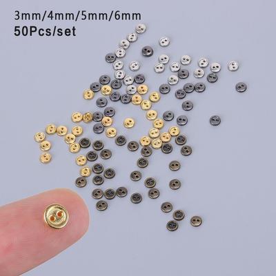 50 Pcs/lot Mini Metal Buttons 3mm/4mm/5mm Handmade Cute DIY Doll Clothes Round Buttons Miniature Doll Clothes Accessories