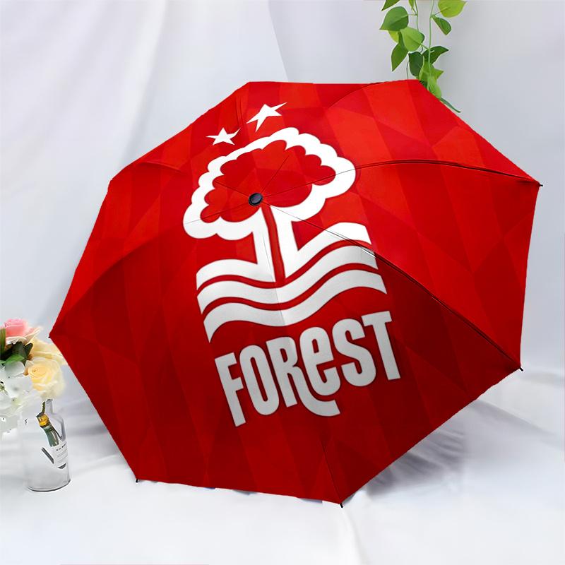 Nottingham Forest Logo Automatic Design Umbrella 8Bone Structureautomatic Closing Buttondurable Portable And Foldable Great For Outdoors And Daily