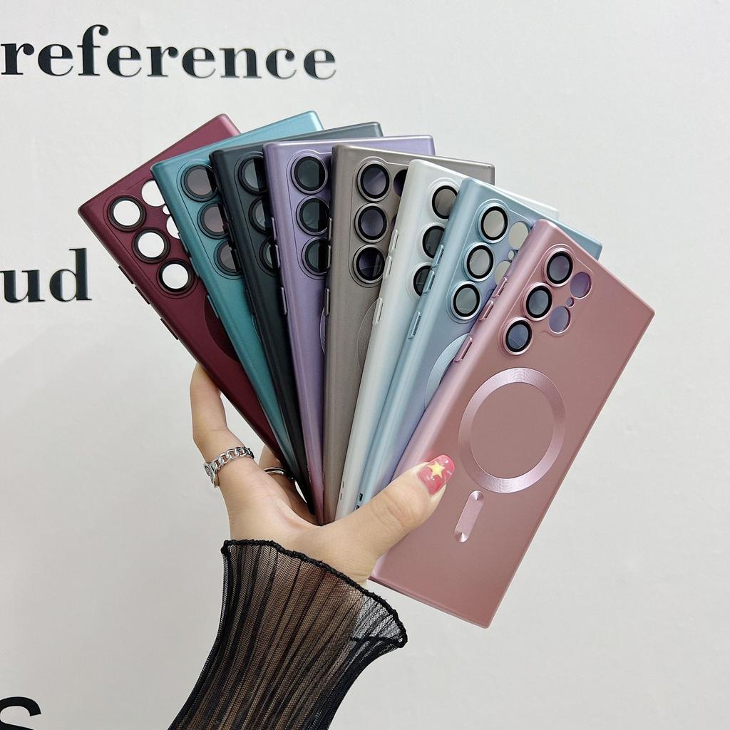 Suitable for Samsung S24ultra Mobile Phone Case Comes with Lens Film S21S22S23 Silicone Magnetic Absorbing New Soft Case