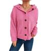 Women's Fashion Casual Thickened Hooded Single-Breasted Long-Sleeved Cardigan Button Knitted Sweater Jacket