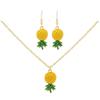 Small Fresh Fruit Pineapple Necklace Set with Sweet Temperament and Versatile Earrings
