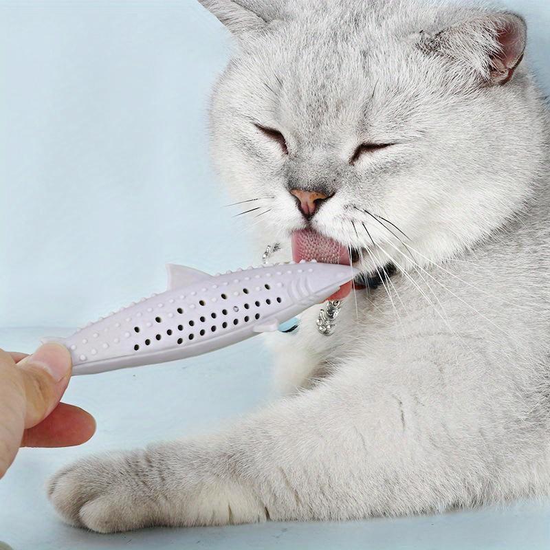 Cat Teeth Brushing Toy Teeth Cleaning Cat Stick Fish-shaped Silicone Toy Chew Resistant Interactive Toys Catnip Pet Supplies