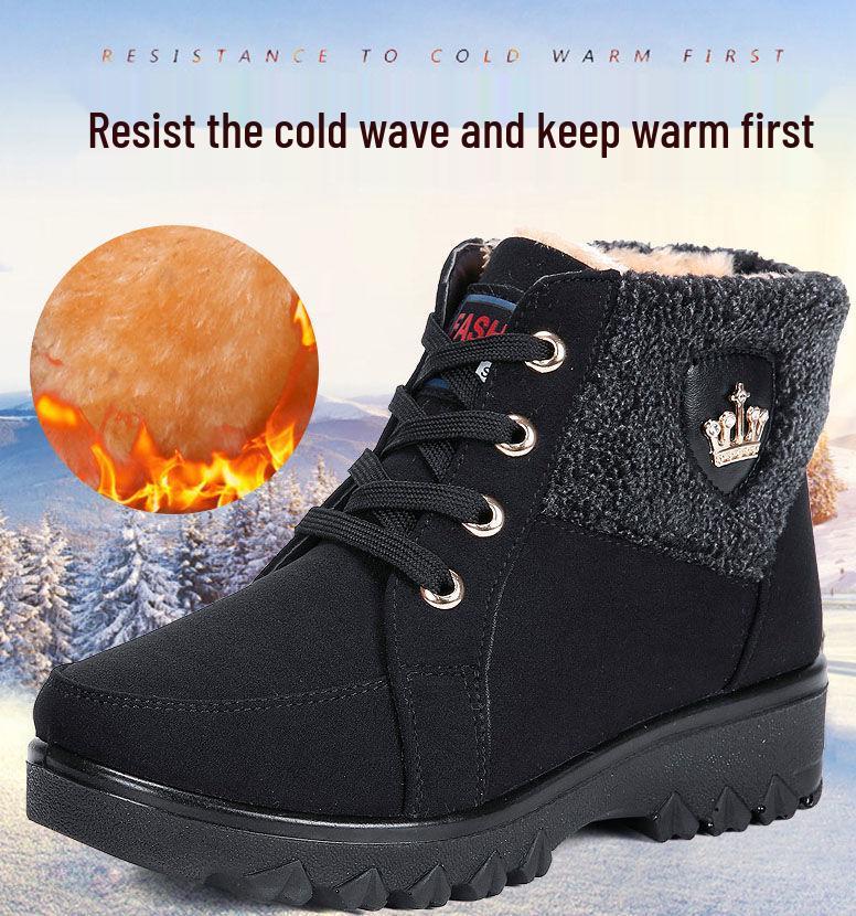 Women's Winter Cotton Boots - Velvet-Lined, Non-Slip Snow Boots for Middle-Aged & Elderly, Plus Size Available