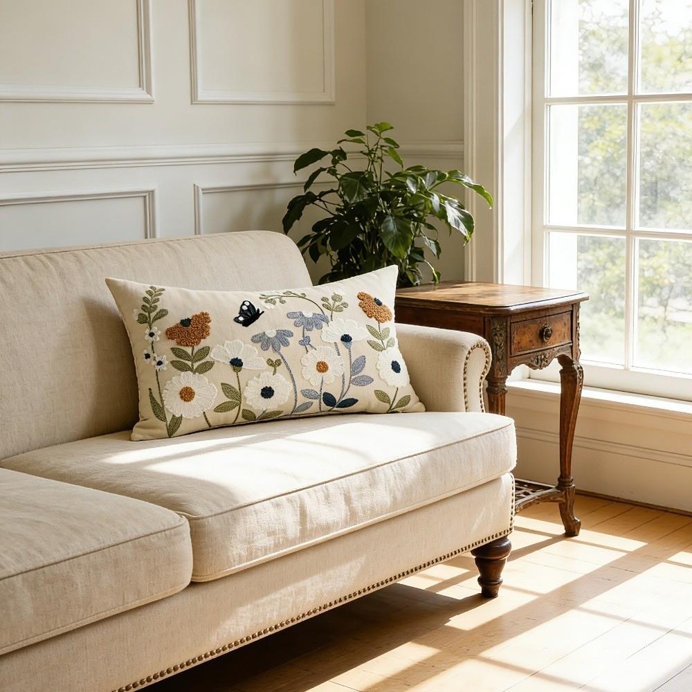 Canvas Tufted Throw Pillow Cover Square Decorative Pillow Case Throw Pillowcase  Sofa Decoration