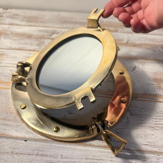 Nautical Brass Porthole Mirror  Wall Hanging Home Decor  Port Ho  Nautical theme  Nautical Mirror