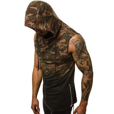 Men's Workout Hooded Tank Tops Bodybuilding Cut Off Muscle T Shirt Sleeveless Gym Hoodies