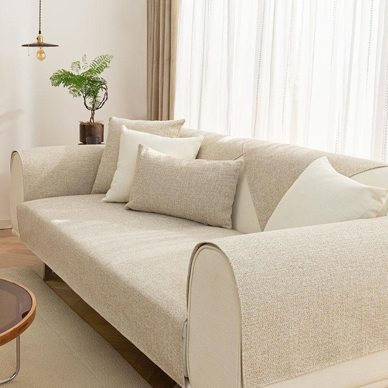 Hemp Living Room Sofa Cushion Four Seasons Universal Solid Color Cloth Liner Cover Towel Non-Slip Sofa Cover