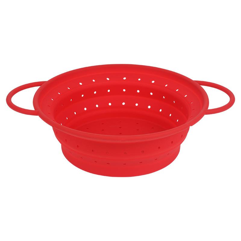 Silicone Drain Basket Folding Fruit and Vegetable Basket Round Fruit Basket Retractable Strainer Kitchen Tools