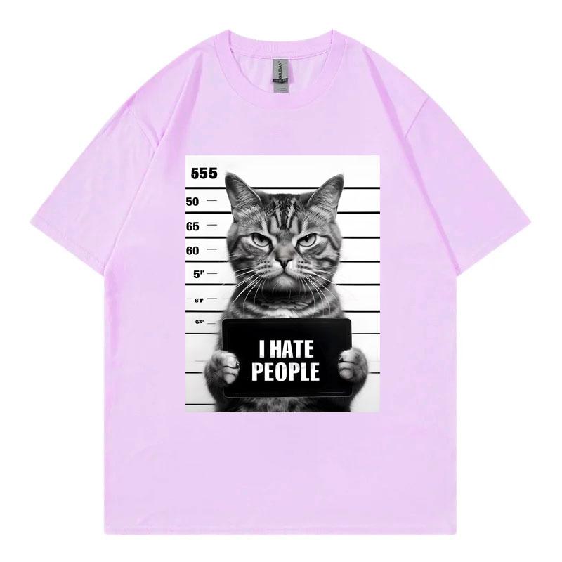 I Hate People Funny Cat Meme Tshirts Unisex Unisex Clothing High Street Fashion Trend Tshirt Summer Casual Loose Cotton T Shirts