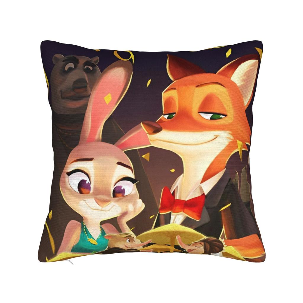Zootopia 2 Animated Film Square Pillow Cases Buddy Cop Comedy Cushion Covers Creative Zipper Decor Pillowcase for Sofa 45*45cm