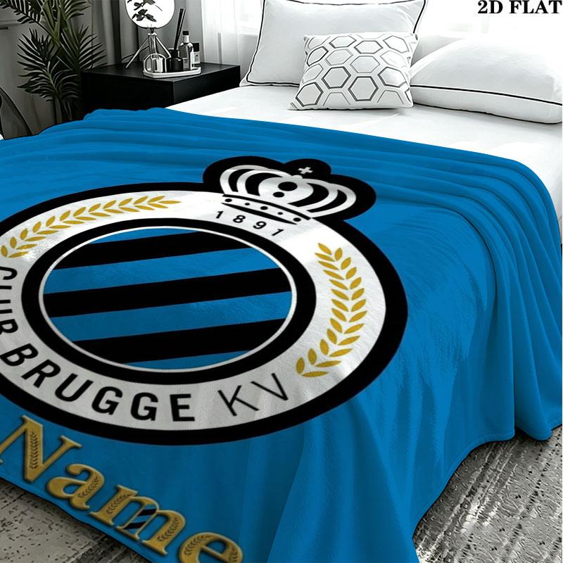1PC Club Brugge KV Custom Name Patterned Flannel Blanket Suitable For All Seasons for Home Decor Warmth and Comfort Gifts Holiday Present