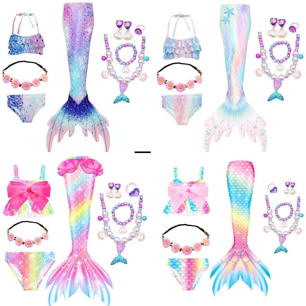 Kids Tail Mermaid For Girls Ariel Swimsuit Birthday Outdoor Pool Clothing Party