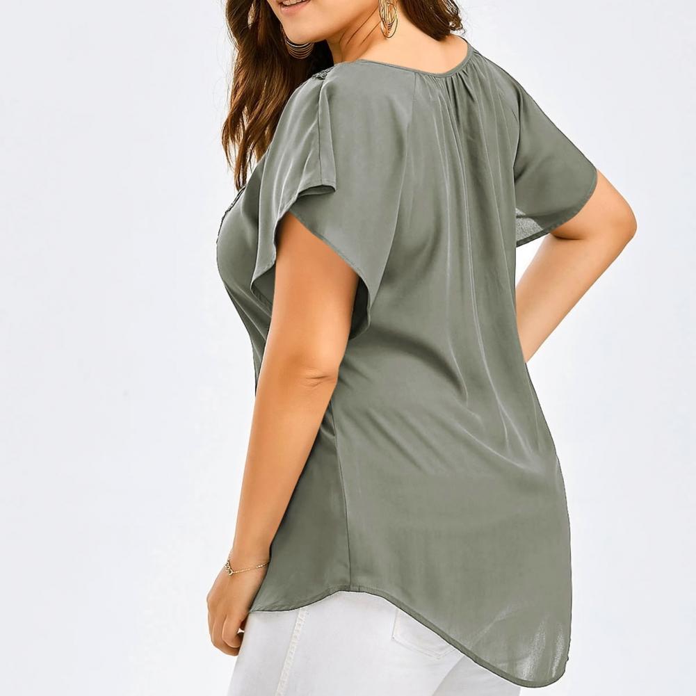 Bluzka damska plus size z dekoltem w serek, rozkloszowanymi rękawami, casualowy top, sukienki damskie plus size, odzież damska plus size, duży rozmiar 4XL 5XL