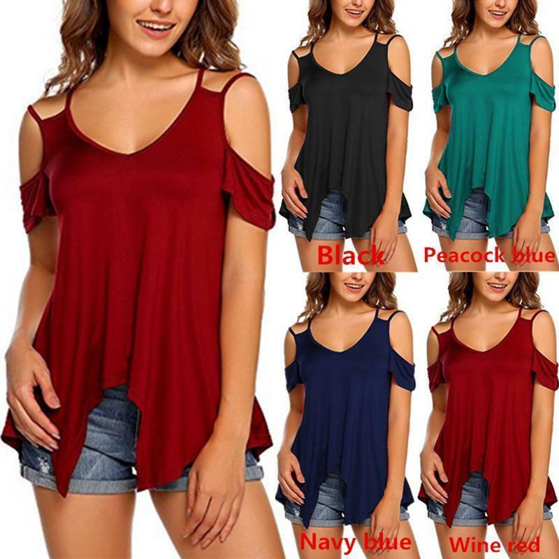 Elegant Womens Off Shoulder V Neck Chiffon T-shirt With Classic Timeless Appeal