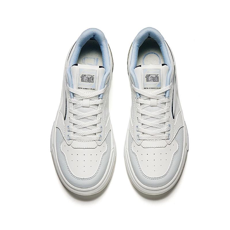 Anta Street Lite Slip Resistant Abrasion Resistant Low top Skateboard Shoes Women's White Gray Blue 122538051-2