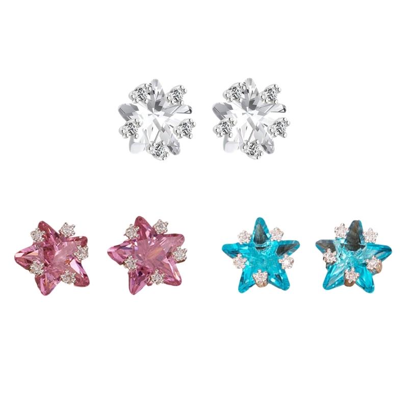 X6HE Geometric Star Studs Earrings Cubic Zirconia Gemstones In Assorted Color Comfortable All Day Wear