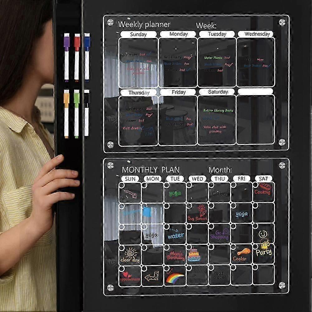 Khlschrank Magnetkalender Wochenplan Notizblock Whiteboard A1c9 Mit Lsbaren Stiftaufklebern 60 X 40 Cm WSLIHV