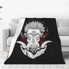 Jujutsu Kaisen Sukuna Decke Anime Manga Flanell Lustige warme Überwurfdecken für Bettdecke Winter