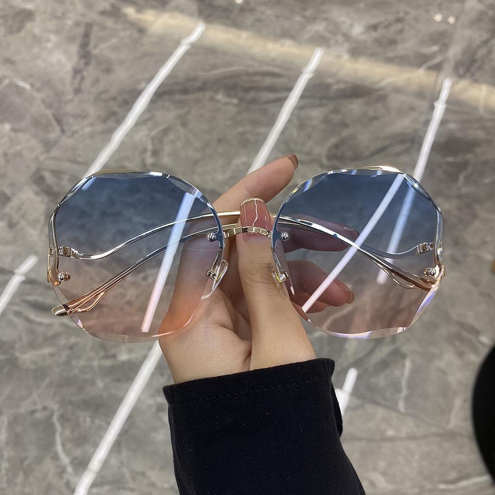 Vintage Borderless Polygon Sunglasses Women's Brand Designer Metal Sun Glasses Women Outdoor Travel Eyewear UV400