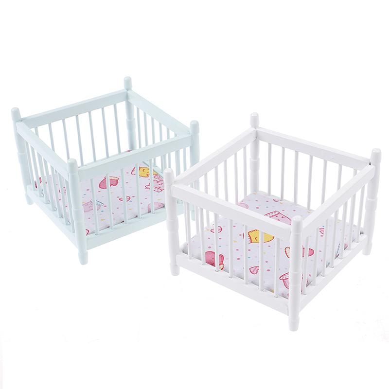 1:12 Dollhouse Miniature Baby Bed Wooden Cradle Nursery Room Furniture Model