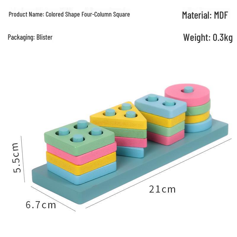Montessori Geometric Stacking & Shape Matching Blocks for Ages 3-6