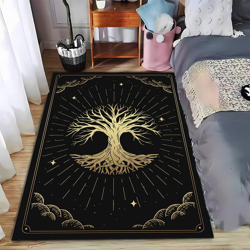 

Golden Tree Design Rug with Radiant Background Suitable for use as an anti-slip game mat for living room and bedroom sofas 40x60cm( 15x23in )