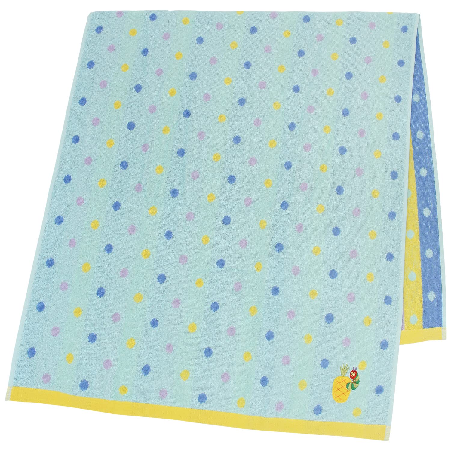 Hayashi Bath 60 x 120 The Very Hungry Organic Candy BM434501 Towel, Approx. cm, Caterpillar, Cotton, Dot, Blue,